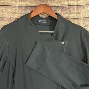 EILEEN FISHER Cardigan‎ 1X Plus Cotton Stretch Moto Jacket Snap Front Black